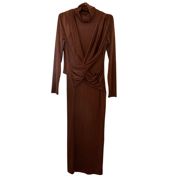 UNBRANDED Long Sleeve Maxi Dress Brown Medium - Picture 2 of 3